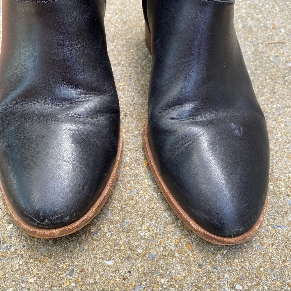 Madewell Boots Womens 9.5 Rosie Ankle Bootie Black Leather Side Zip Casual MA434